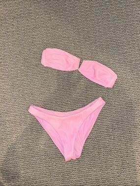 Kulani Kinis Pink Ribbed Bandeau Bikini